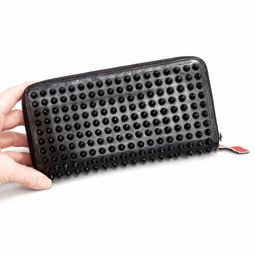 👠 Christian Louboutin Black Studded Long Zip Wallet